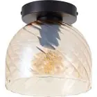 Brilliant Casto Plafonnier Verre Métal Noir Beige | 190mm - Convient pour 1x E27